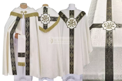 Funeral set: Cope, Chasuble and Funeral pall decorated of woven orphreys