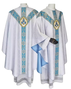 White Marian Semi Gothic Chasuble model 204